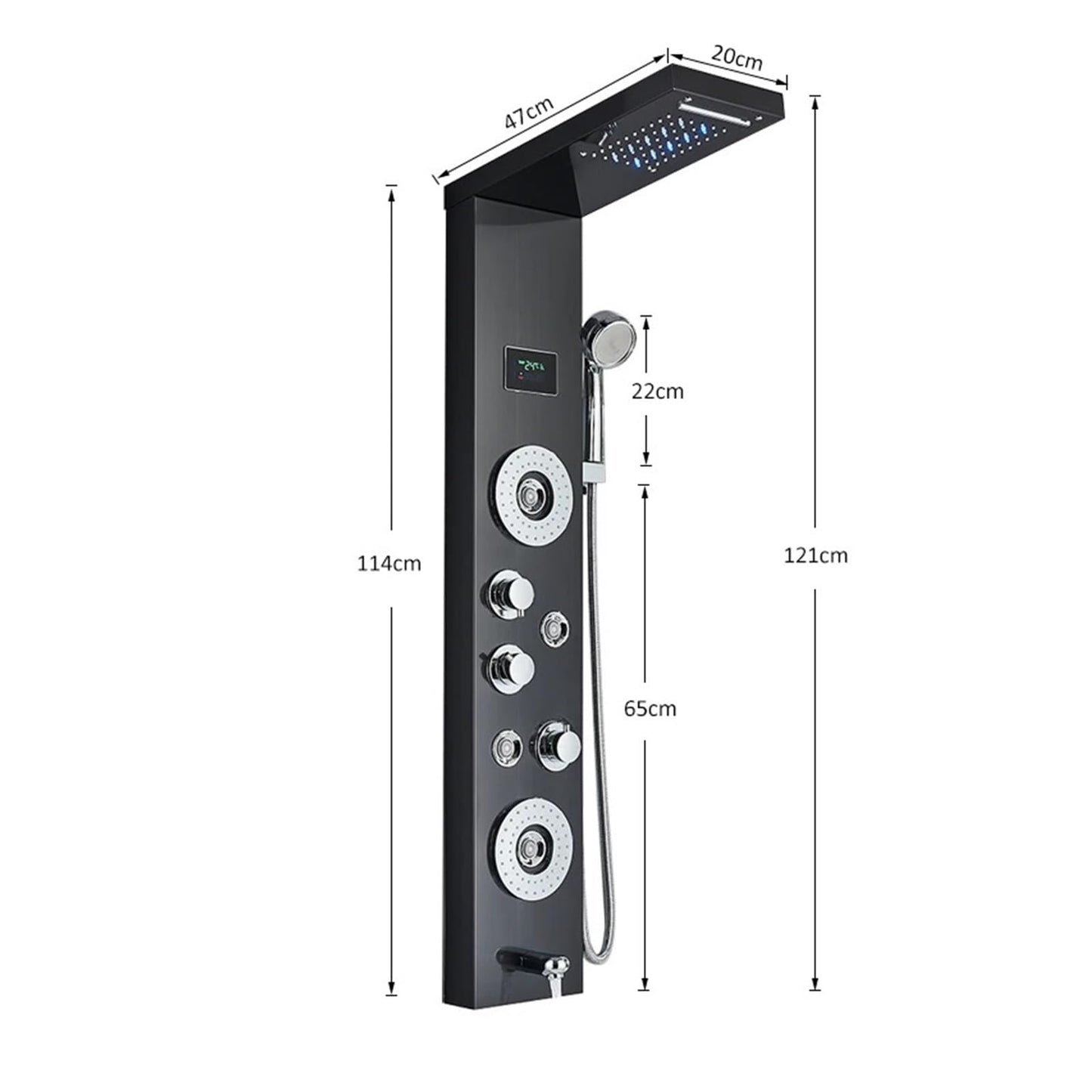 Shower Panel Tower System Rain Waterfall Shower Column Hydroelectricity LCD Display(Nickel 8011)