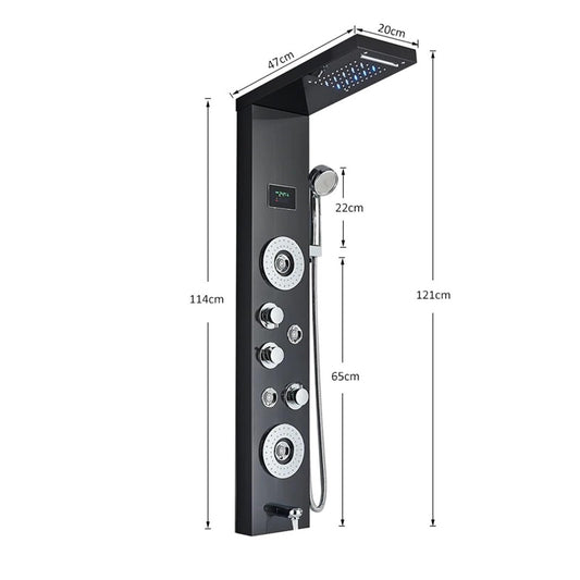 Shower Panel Tower System Rain Waterfall Shower Column Hydroelectricity LCD Display(Nickel 8011)