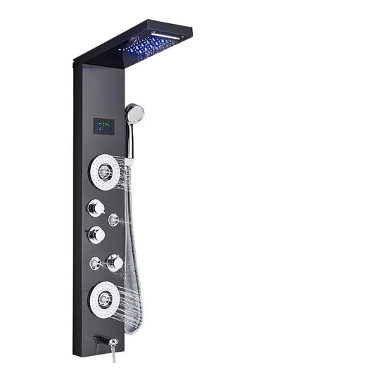 Shower Panel Tower System Rain Waterfall Shower Column Hydroelectricity LCD Display(Nickel 8011)
