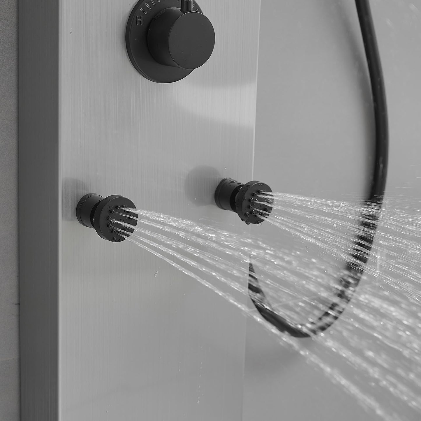 Greenspring brushed nickel shower panel tower with rainfall head, handheld wand and body jets, 3 in 1 multifunction system