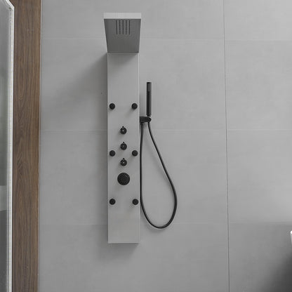 Greenspring brushed nickel shower panel tower with rainfall head, handheld wand and body jets, 3 in 1 multifunction system
