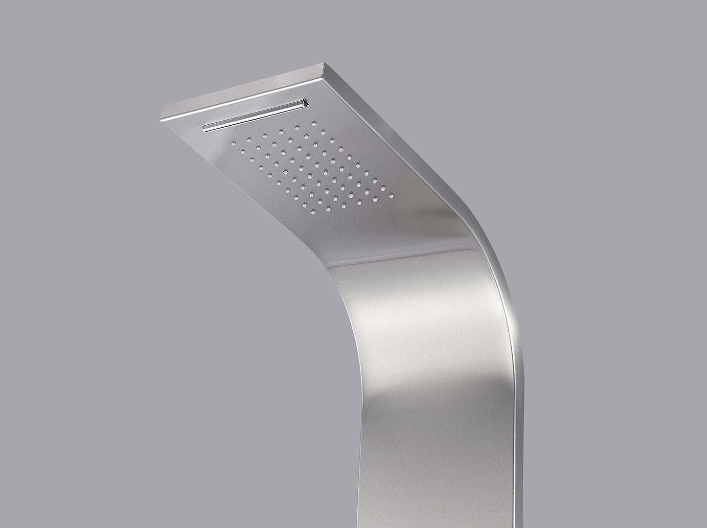 ANZZI Field 58 inch shower panel with high pressure rainfall head, handheld spray and 2 body jets, brushed steel