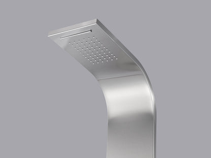 ANZZI Field 58 inch shower panel with high pressure rainfall head, handheld spray and 2 body jets, brushed steel
