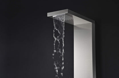 ANZZI Expanse full body massage shower panel with jetted system, rainfall and handheld, brushed steel finish