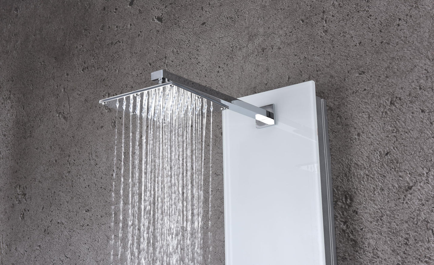 ANZZI Rhaus 60 inch full body shower panel with heavy rain shower and spray wand, 6 directional jets, white finish